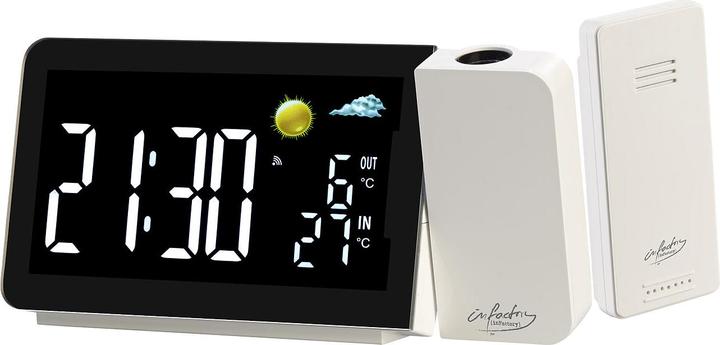 Infactory Funk-Wetterstation mit Projektionswecker, Aussensensor, USB-Port, weiss