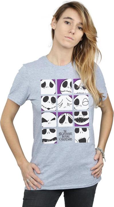 Actual product image Disney Womens/Ladies Nightmare Before Christmas Many Faces Of Jack Squares Cotton Boyfriend T-Shirt (M)