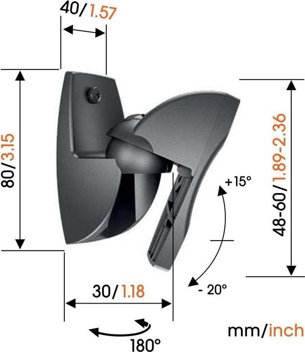 Actual product image Vogels Vlb 500 (1 pair, Wall installation, Pivoting)