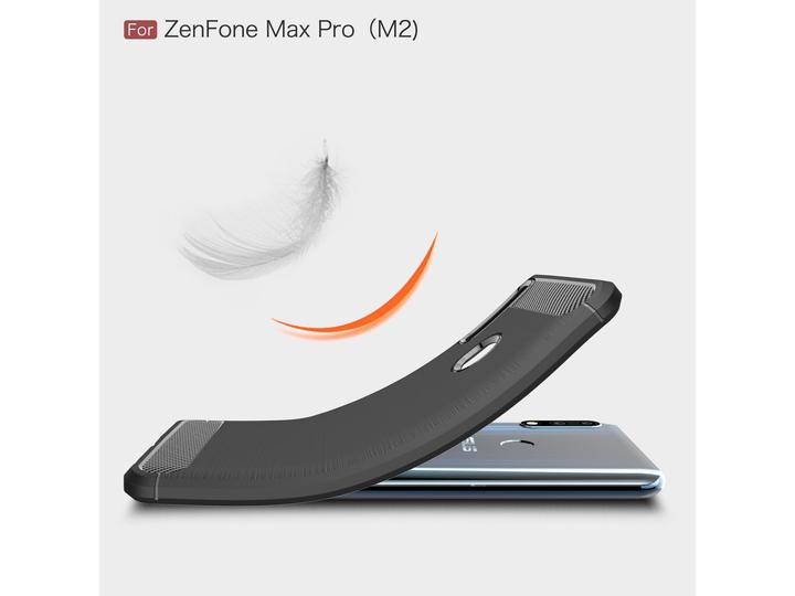 Actual product image Screenguard Asus Zenfone Max Pro M2 Cover Carbon Brushed Soft TPU (Asus Zenfone Max Pro (M2))