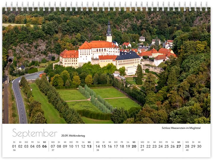 Image du produit Kalender Sachsen von oben kompakt 2026 (21 x 15 cm, Non contraignant, Allemand)