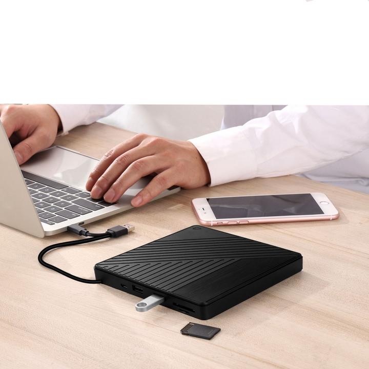 Actual product image Apfelkiste External Drive Burner Slim USB C/USB 3.0 DVD-RW Drive & SD/MicroSD Reader for MacBook/Laptop (CD burner, DVD writer)