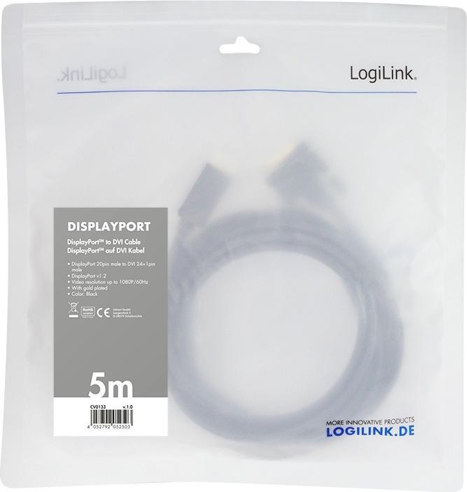 Produktbild LogiLink DisplayPort — DVI (5 m, DisplayPort)