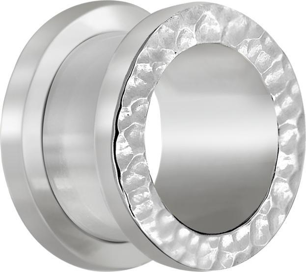 Produktbild Star Piercing Flesh Tunnel silber Hammerschlag (ohne Messing, Chirurgenstahl 316L)