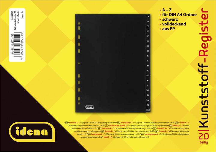 Actual product image Idena Plastic index A4 A to Z black PP