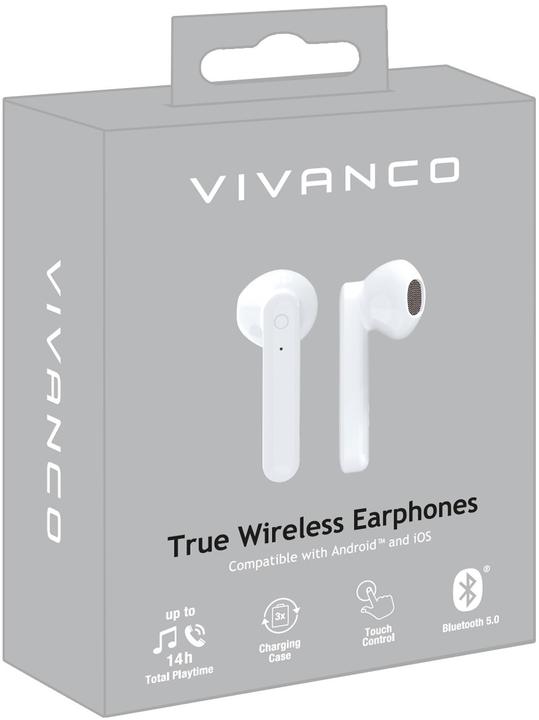 Produktbild Vivanco SMART PAIR W Bluetooth® Headset Weiss Lautstärkeregelung, mit Touchsteuerung, Fernbedienung (ANC, 10.50 h, Kabellos)