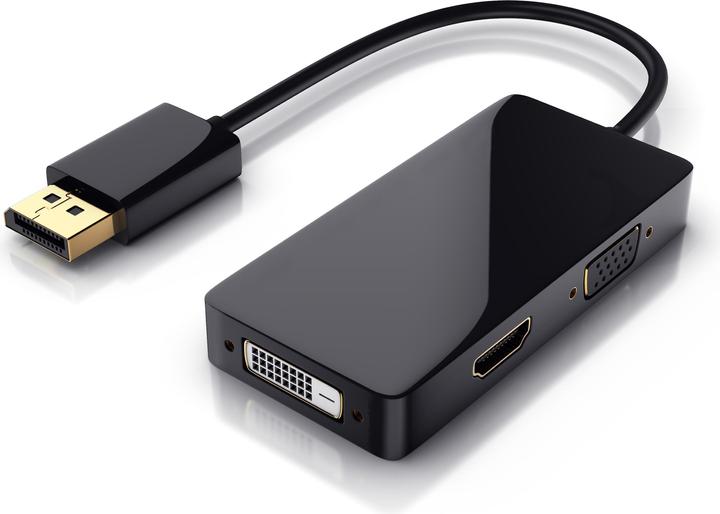 Produktbild CSL 3in1 DisplayPort auf HDMI Adapter, HDMI DVI VGA Video Adapter, 15 cm, Konverter-Kabel, Full HD 1080p (DVI, HDMI, VGA, 10 cm)
