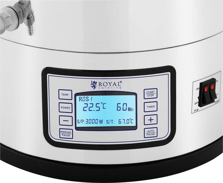 Actual product image Royal Catering Brew Kettle - 50 L - 3,000 W - 25 - 100 ° C - stainless steel - LCD - display - timer