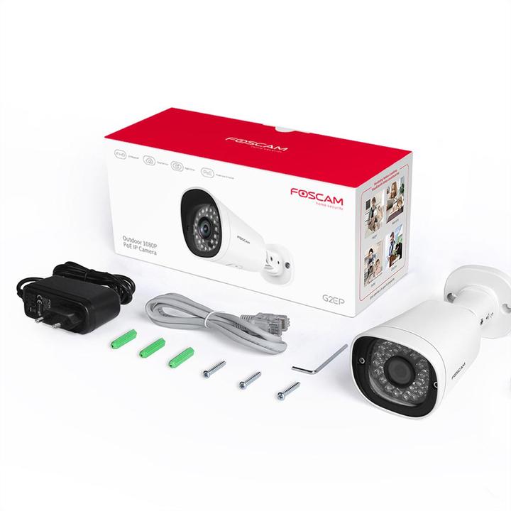Produktbild Foscam G2EP - IP-Sicherheitskamera - Outdoor - Geschoss - Wand - Weiss - 90° (1920 x 1080 Pixels)