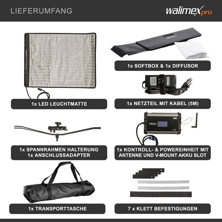 Produktbild Walimex pro Flex LED Bi Color Leuchtmatte Set inkl. Softbox 100W Flächenleuchte (Flächenleuchte)
