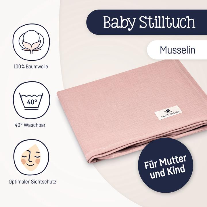 Immagine prodotto Julius Zöllner Copertina per allattamento in mussola Dusty Rose (18 cm, 47 cm)