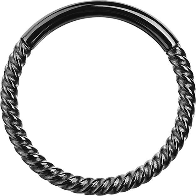 Produktbild Star Piercing Micro Segmentring klappbar geflochten schwarz (ohne Messing, Chirurgenstahl 316L)