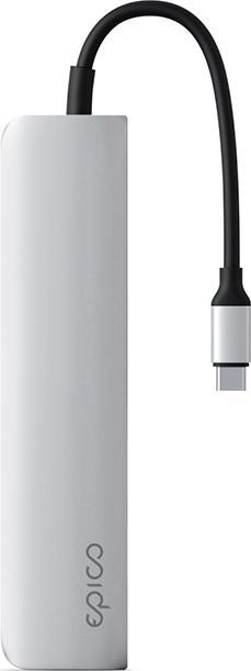 Produktbild Epico 6in1 Aluminium Hub 8K with USB-C connector - silver (6 Ports)