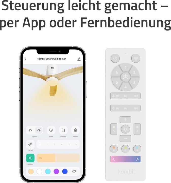 Immagine prodotto Hombli Deckenventilator mit Licht (43 dB)