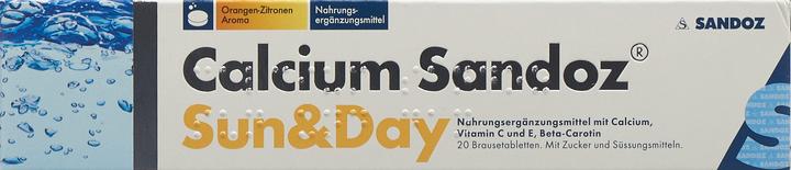 Nutritional values and ingredients Sandoz Sun Day (20 Piece, Effervescent tablet, 126 g)