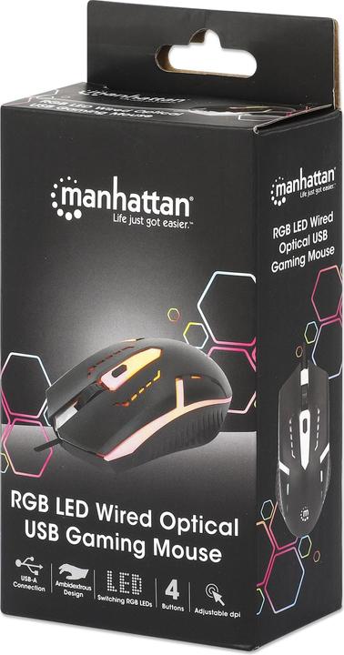 Actual product image Manhattan RGB LED Optical USB Gaming Mouse (Cable)