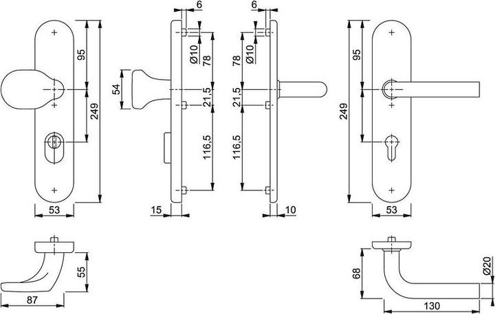Actual product image Hoppe Protection set Bonn E86G/3332ZA/3310/150Z square dimension 10mm PZ-92 F69 stainless steel matt Door (Door set)