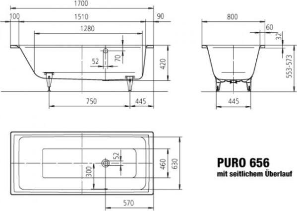 Immagine prodotto Kaldewei Puro 656 170x75cm con troppopieno laterale 2566000100010001