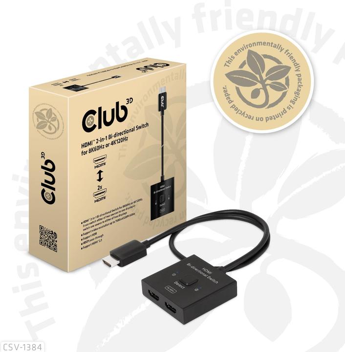 Immagine prodotto Club 3D Club3D Switch HDMI 2-in-1 bidirezionale 8K60Hz/4K120Hz UHD al dettaglio