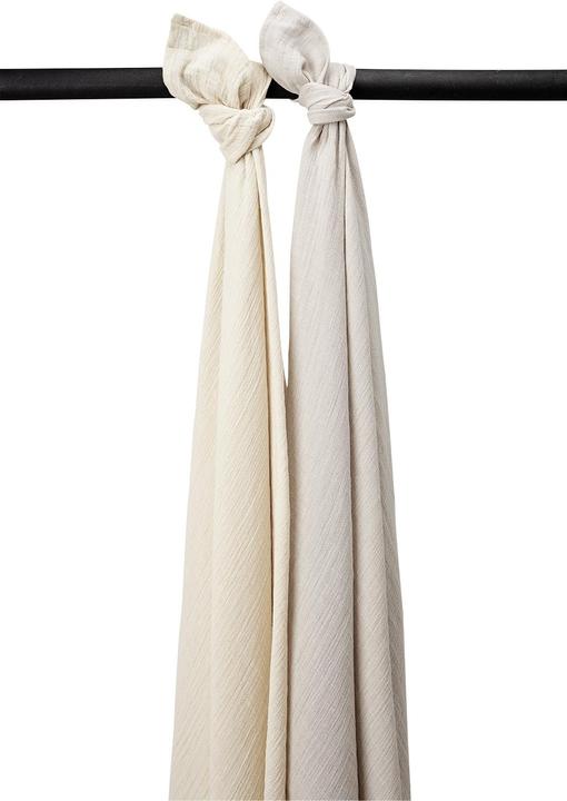 Meyco Baby Uni swaddle - pack of 2 - pre-washed muslin - soft sand/greige - 120x120cm (120 cm, 14400 cm)