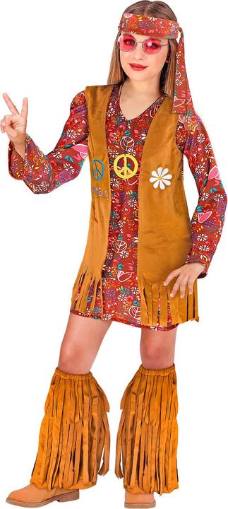 Produktbild Widmann HIPPIE (Kleid, Weste, Stirnband, Stiefelüberzieher mit Fransen), 128 cm / 5-7 Years (128)
