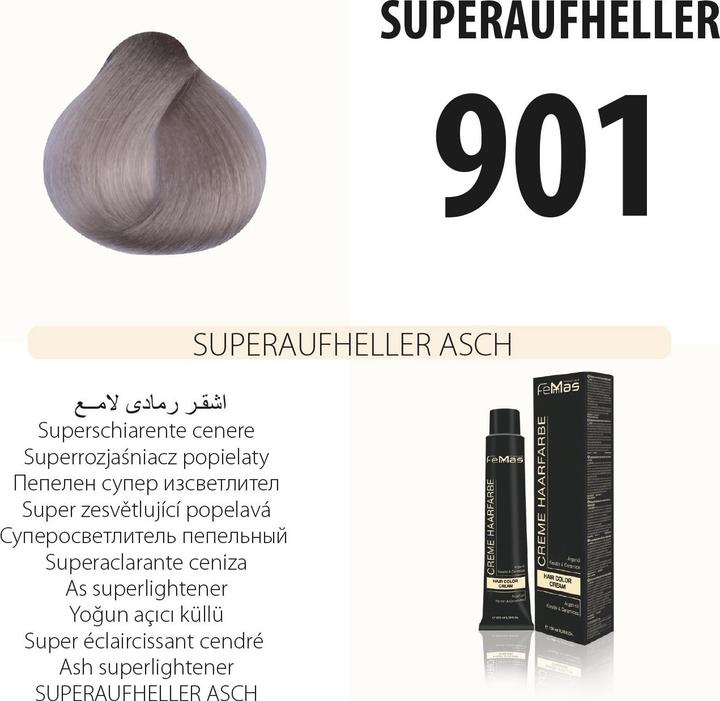 Immagine prodotto FemMas 901) Colore per capelli super schiarente cenere 100ml