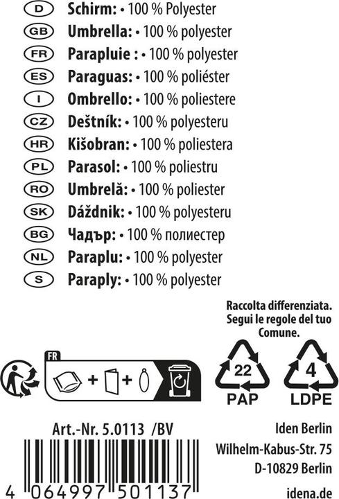 Immagine prodotto Idena Ombrello a bastone giallo Ø100cm manico design soft-touch