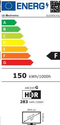 Energie-Label LG 4K OLED evo TV 210 cmF (83", OLED, 4K, 2024)
