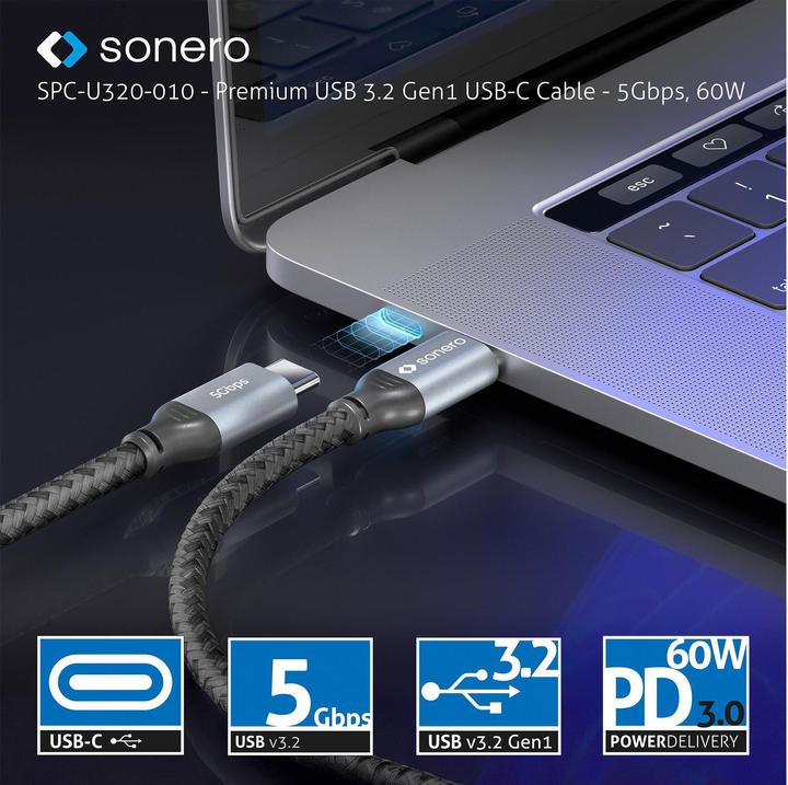 Produktbild Sonero USB-Kabel USB C - USB C 1 m (1 m, USB 3.2 Gen 1)