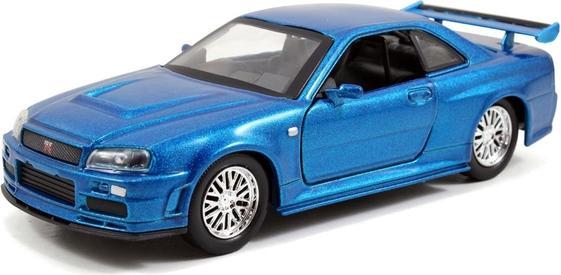 Actual product image Jada Fast and Furious Brian's Nissan Skyline GT-R R34 Silver and GT-R R34 Blue 1:32 Die-Cast Metal 2-Pack