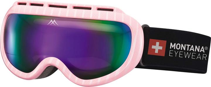 Montana Skibrille Unisex UV 400, Cat 3 inkl. Tasche Shiny Pink, Lens: Blue/Pink revo