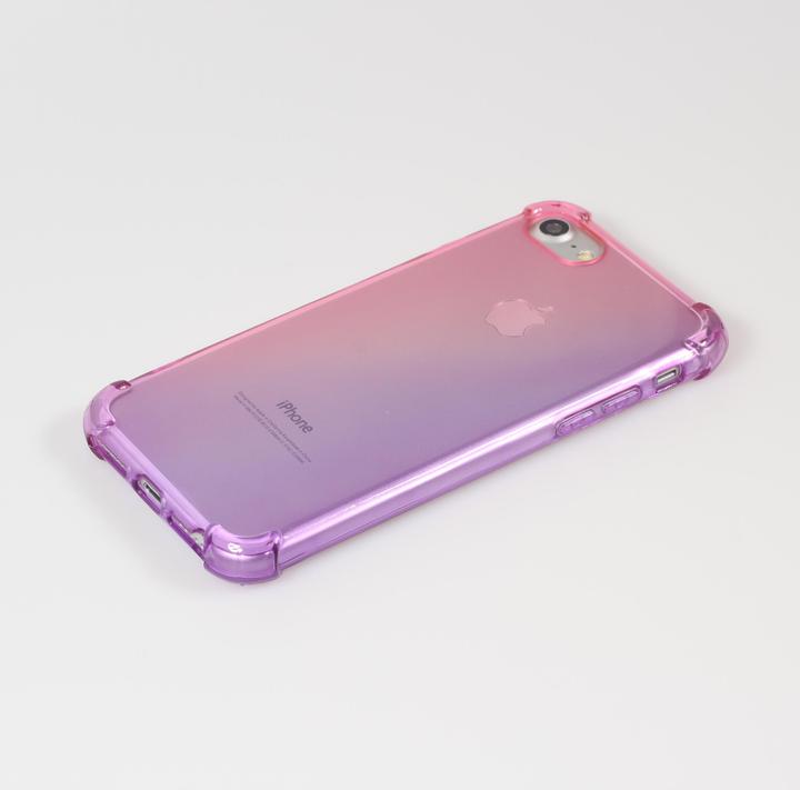 Produktbild PhoneLook Hülle Gummi Bumper Rainbow mit extra Schutz für Ecken Antischock rosa t (Apple iPhone 7)
