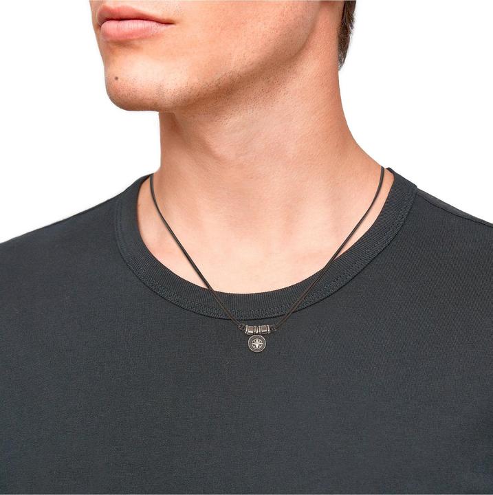 Produktbild S.Oliver Halsschmuck für Herren, Leder, Stainless Steel | Kompass (Edelstahl, Leder, 40 cm)