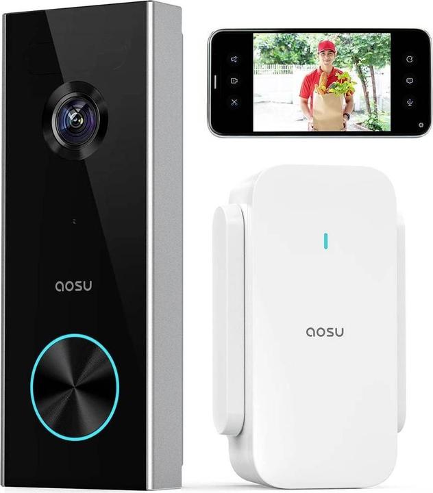 Produktbild Aosu V8P Video-Türsprechanlage WLAN Komplett-Set 1 Stück Grau, Weiss (WLAN)