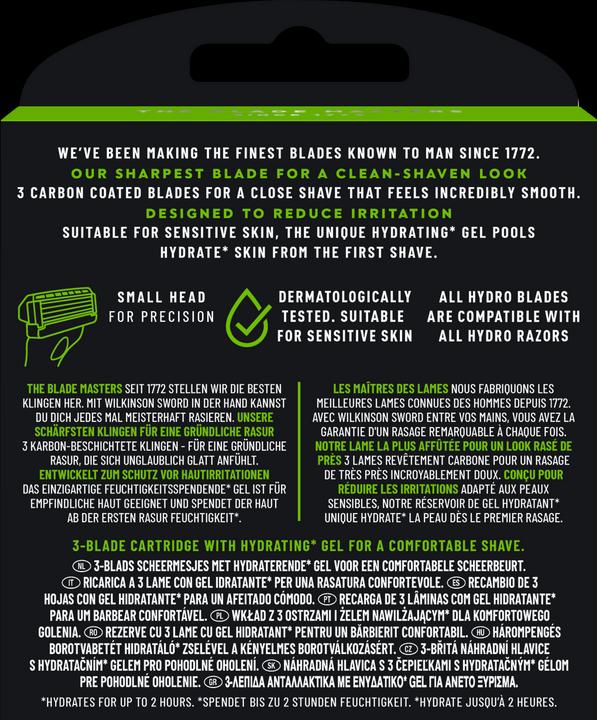Nutritional values and ingredients Wilkinson Hydro 3 (8 x)