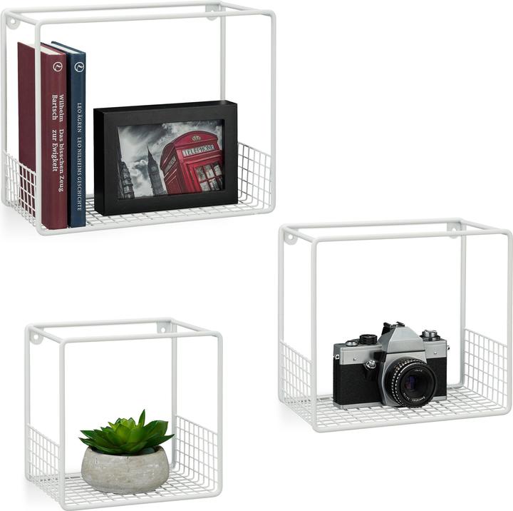 Actual product image Relaxdays Cube Wall Shelf Set of 3, Living Room (30 x 15 x 25 cm)
