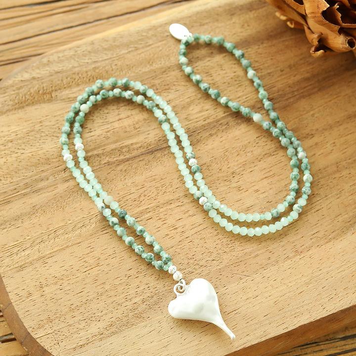 Actual product image Andreani Halskette mit kleinem Herzanhänger aus echter natürlicher Jade (Without)