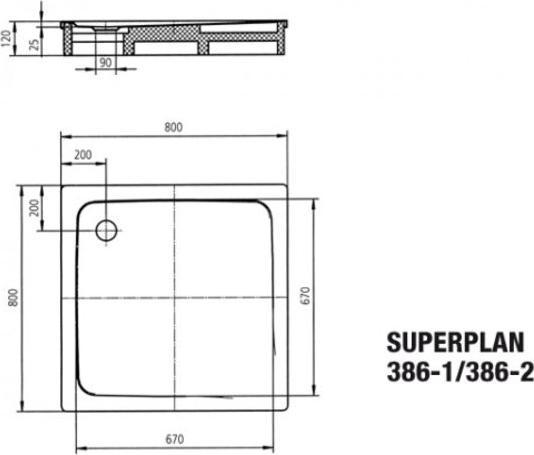 Actual product image Kaldewei Superplan 386-2 80x80cm with polystyrene support