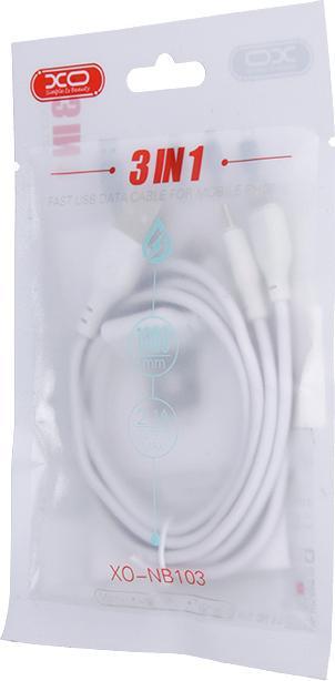 Produktbild xO Kabel NB103 3in1 USB - Lightning + USB-C + microUSB 1,0 m 2,1A weiss (1 m, USB 3.1)