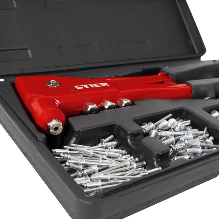 Image du produit Stier Jeu de rivets aveugles avec pince à riveter manuelle et rivets aveugles, 201 pièces