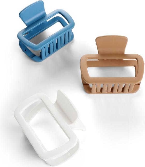 Actual product image Trisa Fashion square hair clips white, blue and beige (3 pcs.)