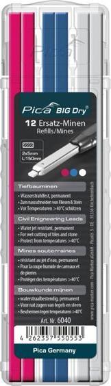 Actual product image Pica BIG DRY replacement refill set for civil engineering, assorted (Refill, White, Blue, Pink)