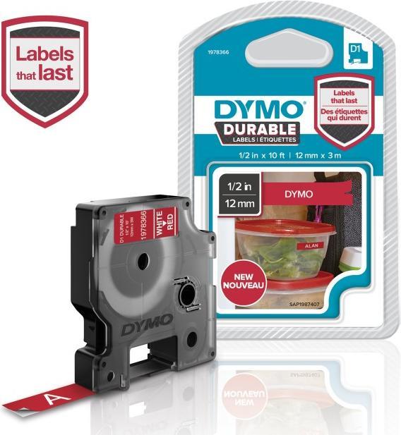 Immagine prodotto Dymo Nastro adesivo originale D1 ""Durable"" per LabelManager™ 12mm x 3m adesivo permanente - bianco su (1.20 cm, Bianco)