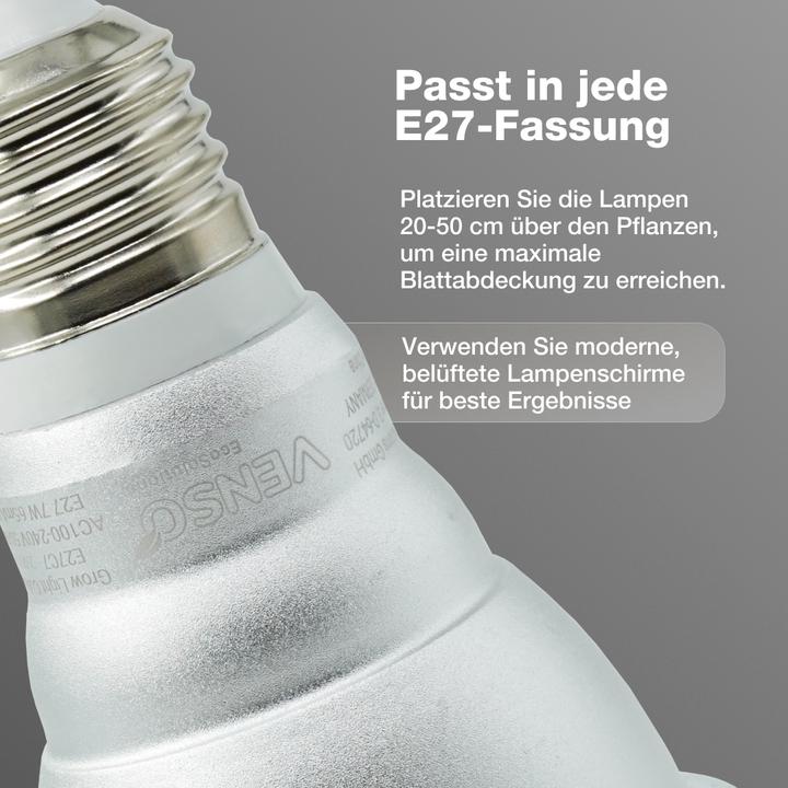 Actual product image Venso EcoSolutions E27 plant lamp "Indoor plants" 7W 60 °, improved photosynthesis and higher chloro (LED, 240 V)