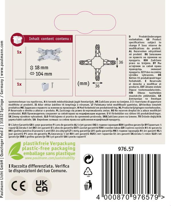 Nutritional values and ingredients Paulmann URail X connector