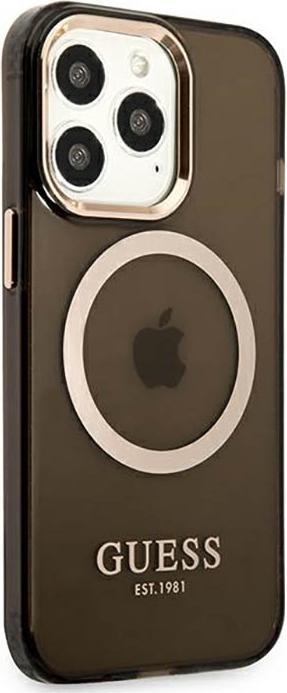 Actual product image Guess GUHMP13XHTCMK iPhone 13 Pro Max 6.7" czarny/black hard case Gold Outline Translucent MagSafe (Apple iPhone 13 Pro Max)