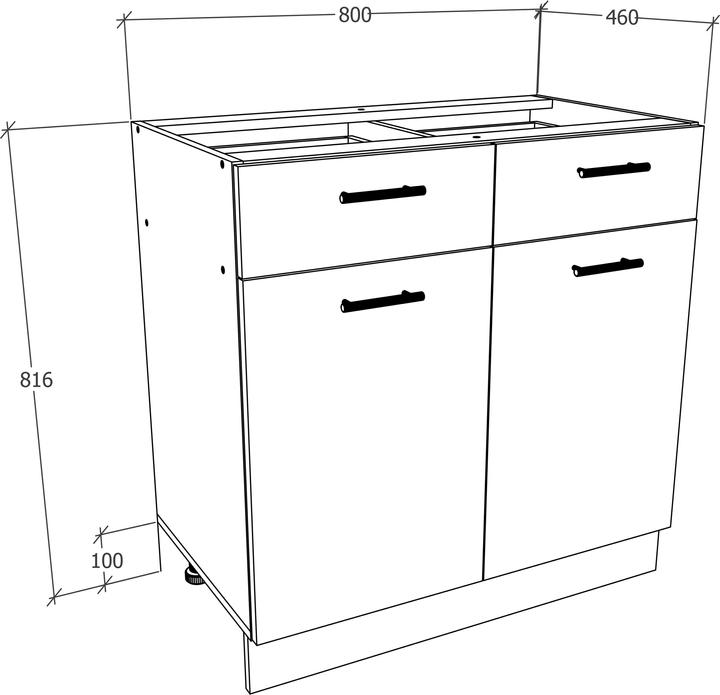 Immagine prodotto VCM Armadio da cucina Larghezza 80 cm Cassetto Base Armadio da cucina Mobili da cucina Esilo (80 x 46 x 82 cm)