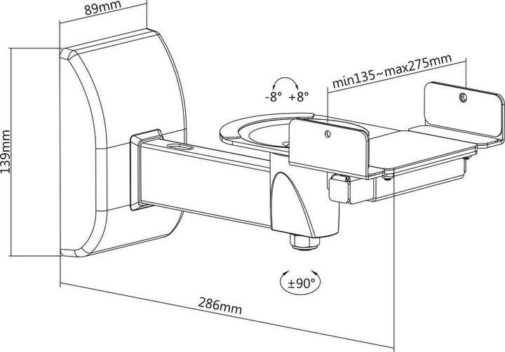 Actual product image myWall Wall bracket for speakers (1 pcs., Wall installation, Pivoting, Tiltable)