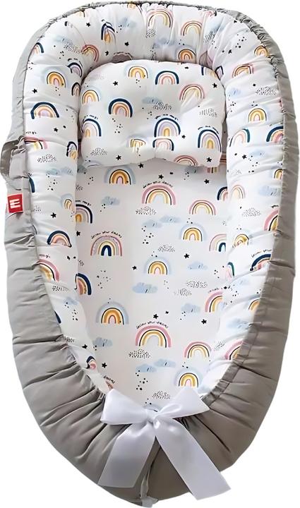 Produktbild Milkii Baby Kuschelnestchen mit abnehmbaren Kissen, Regenbogen
