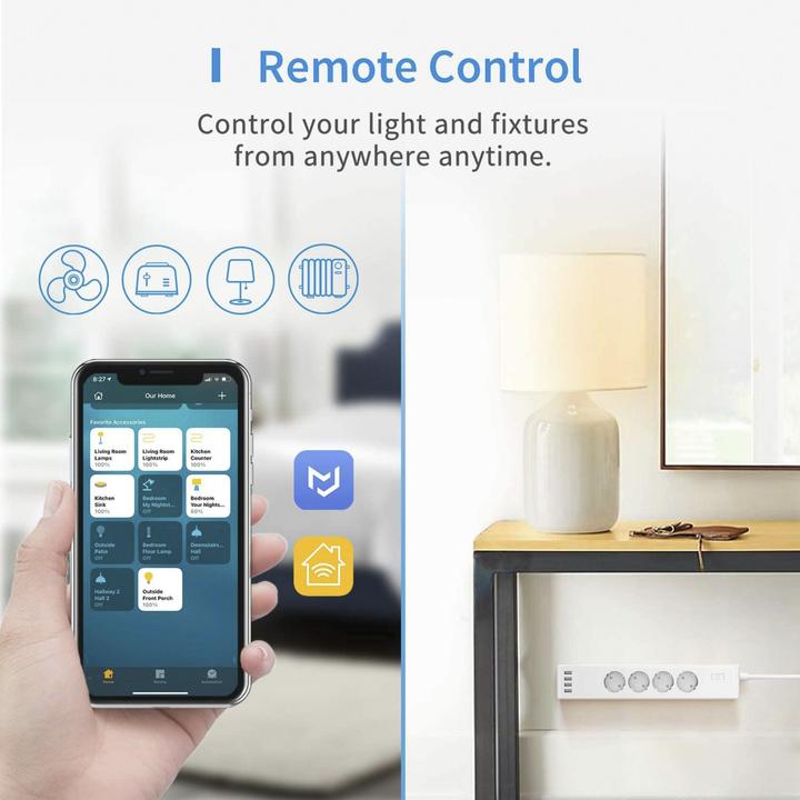 Immagine prodotto Meross Protettore di sovratensione Wi-Fi intelligente (8 x, Nema-5, USB, 1.80 m)